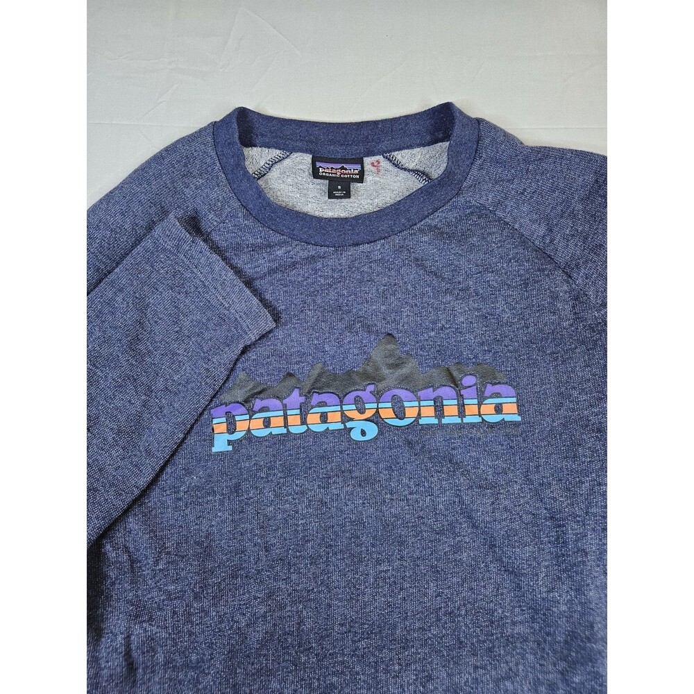 Patagonia Sweatshirt Men's Small Blue Nightfall Fitz Roy Lightweight Crew 39471